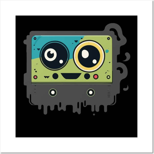 Tape Cassette Cute Kawaii Happy Monster Wall Art by ORENOB